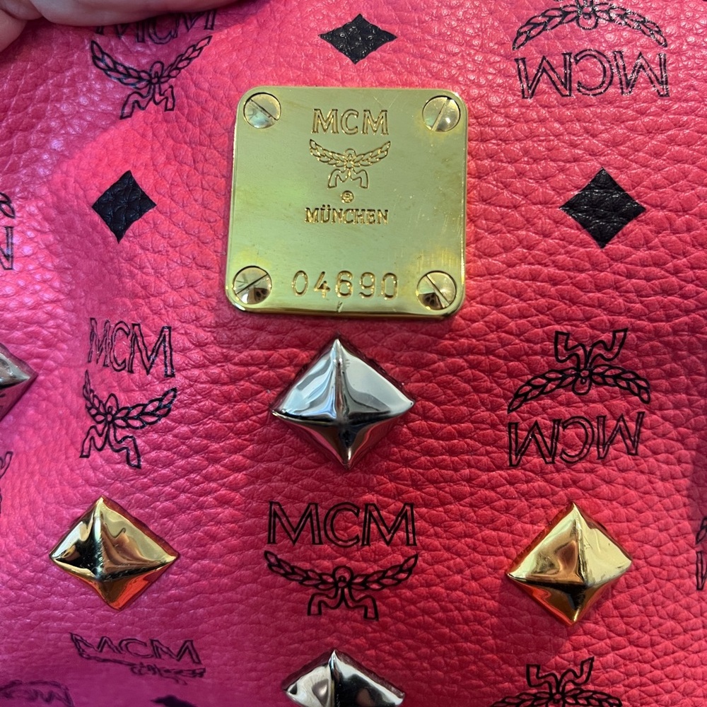 MCM Vibrant Pink Visetos Leather Backpack - Picture 8 of 11